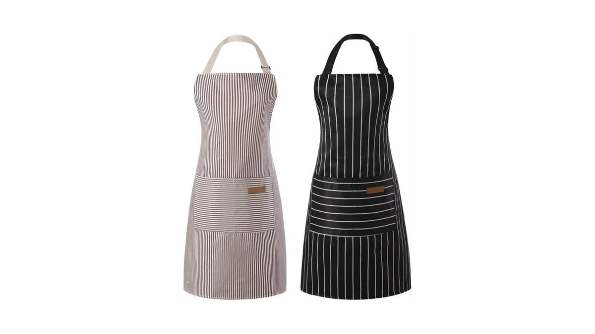 Tosewever 2 Pieces Kitchen Cooking Aprons, Cotton Polyester Blend Adjustable