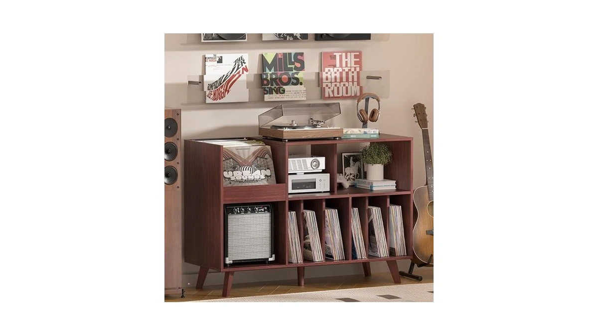 Lelelinky Large 48'' Record Player Stand With Display Area