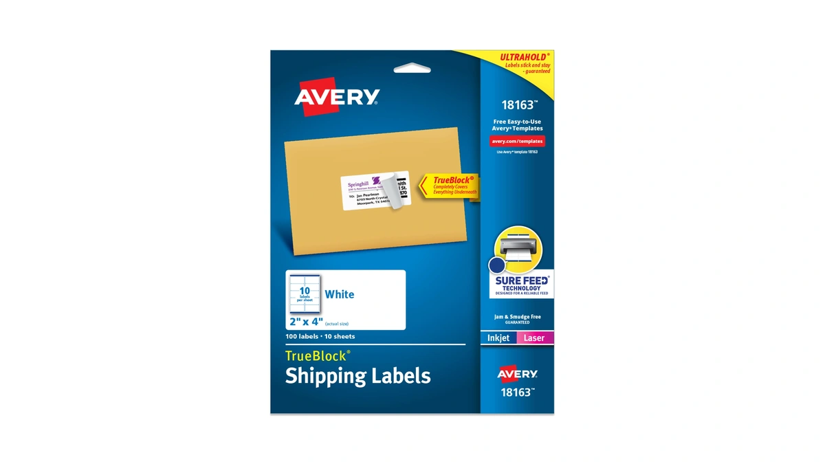 Avery Printable Shipping Labels With Sure Feed, 2" X 4"