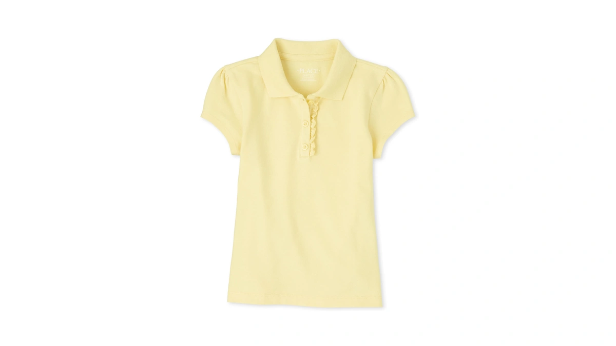 The Children's Place Girls Uniform Ruffle Pique Polo Shirt, Pale