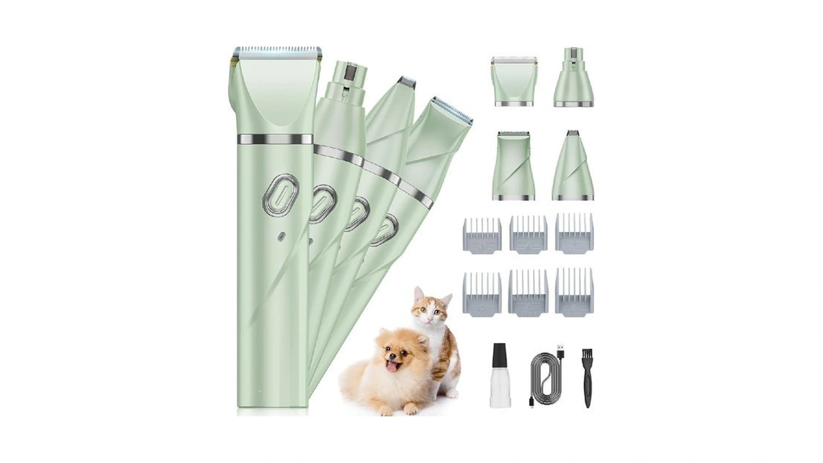 Qreeyx Upgrade Dog Grooming Kit, Cordless Dog Paw Trimmer, 4