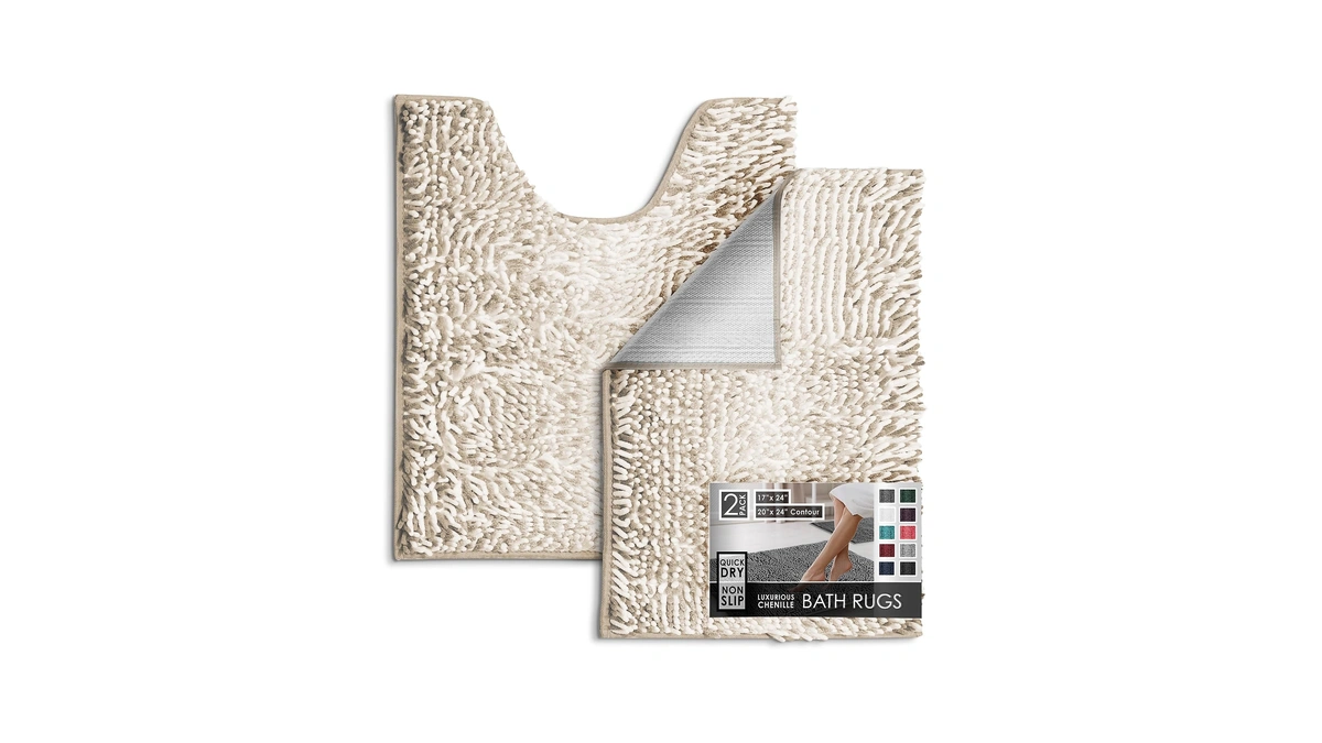 Hearth & Harbor Bathroom Rugs, Chenille Bath Mat - Machine