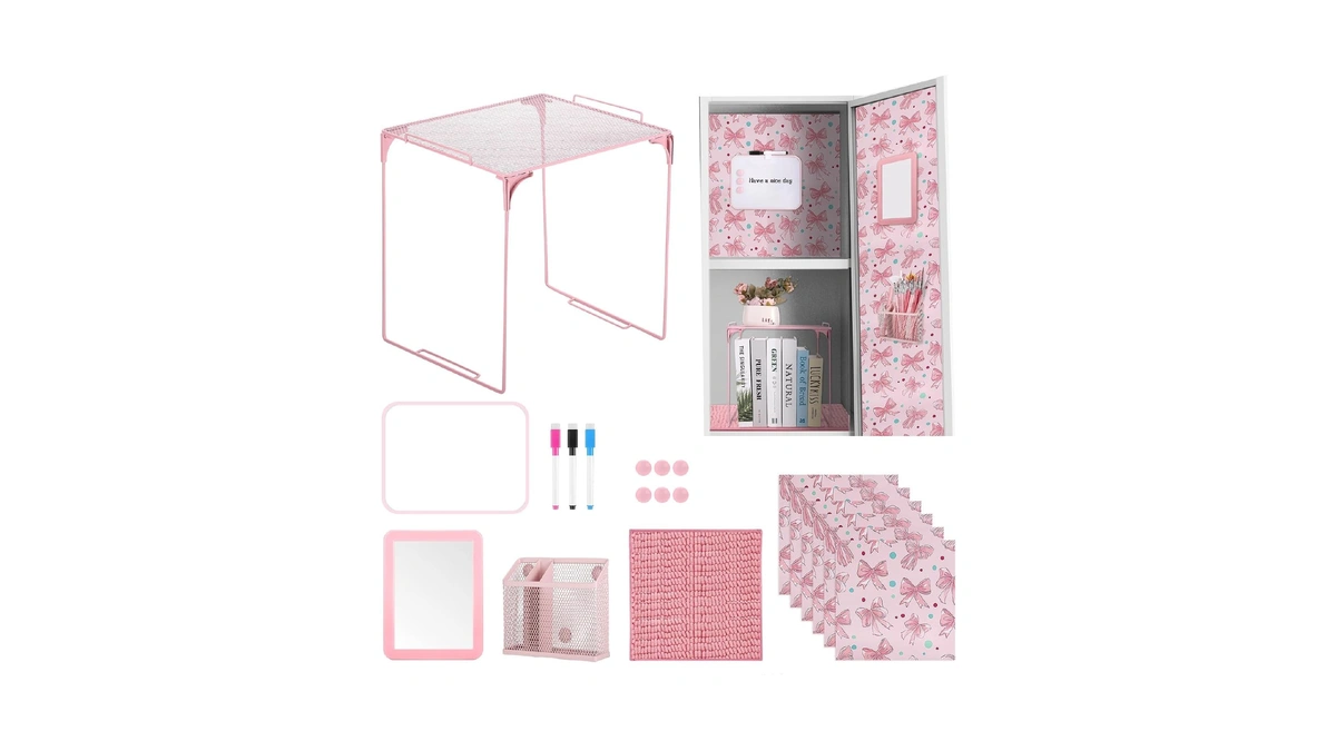 Besarme 16 Pcs Pink Locker Accessories For Girls Locker Organizer