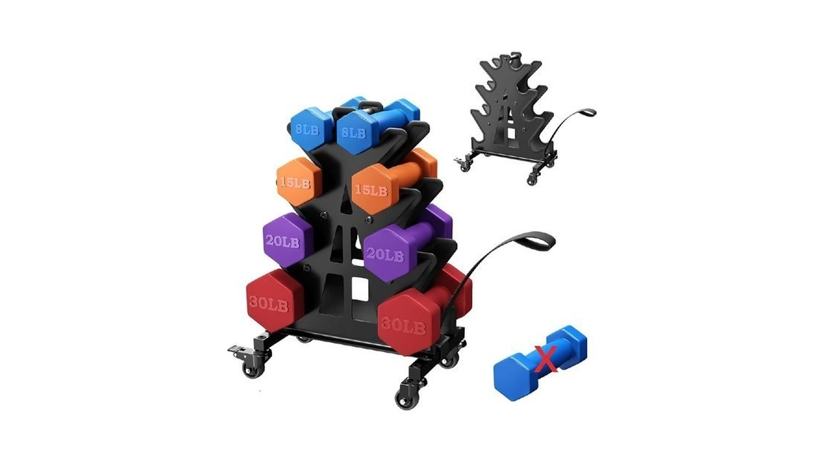 4-tier Dumbbell Rack Stand Only, Weight Rack On Wheels For