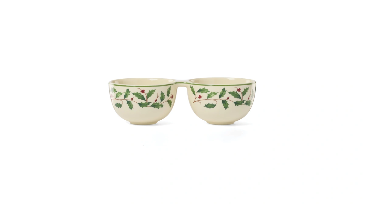 Lenox 898270 Holiday Double Dip Bowl, Christmas Dishes, Festive Serveware