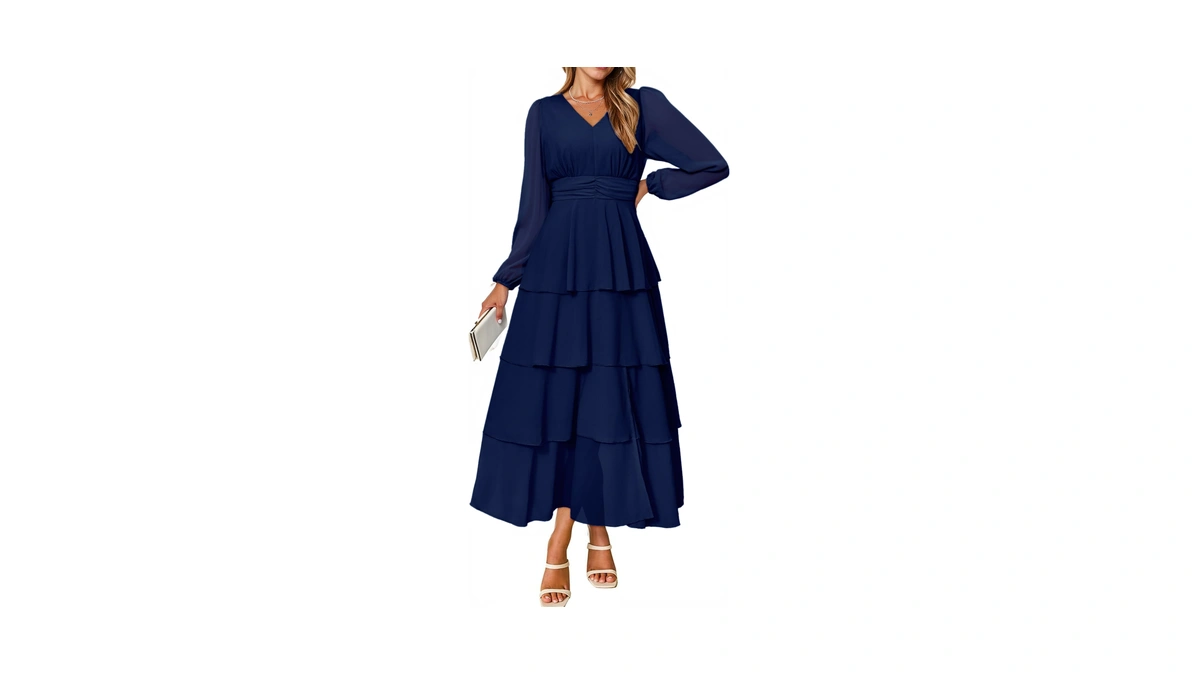 Berrygo Womens Flowy Mai Dress Chiffon Long S...