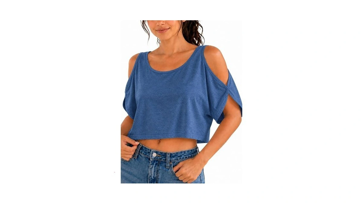 Hilinker Women Crop Cold Shoulder Tops Sexy Going Out Tees