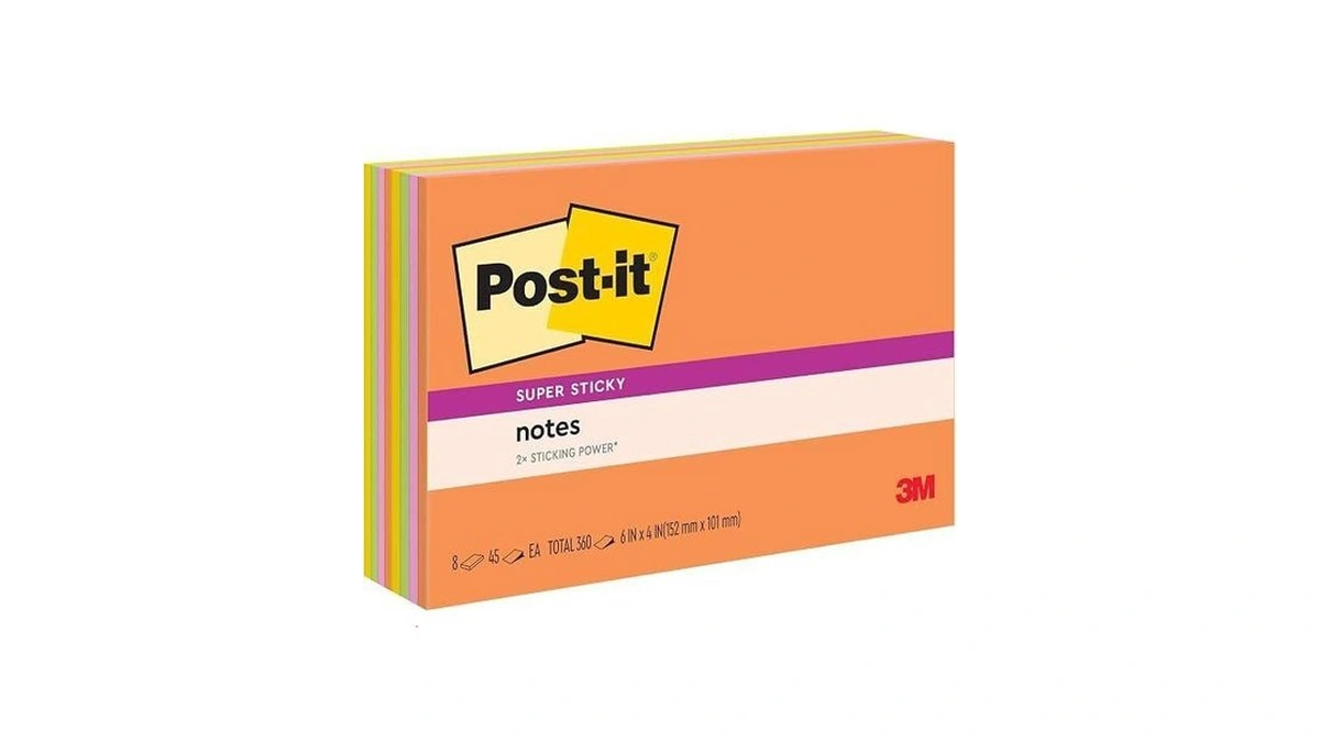 Post-it Super Sticky Notes, 6 X 4 In, Neon Fizz,