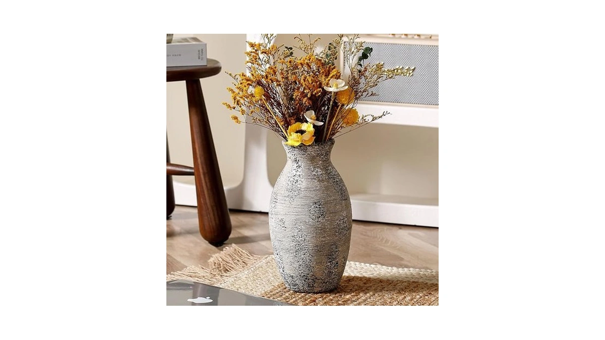 Taskfix Ceramic Vase, 11 Inch Tall Off-white Vase, Large Decorative