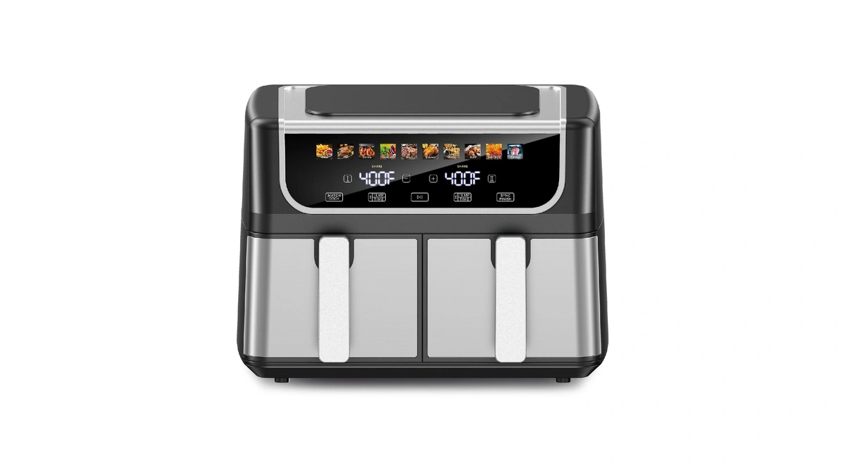 Dumos 9.5 Quart Dual Basket Air Fryer, 10-in-1 Large Airfryer