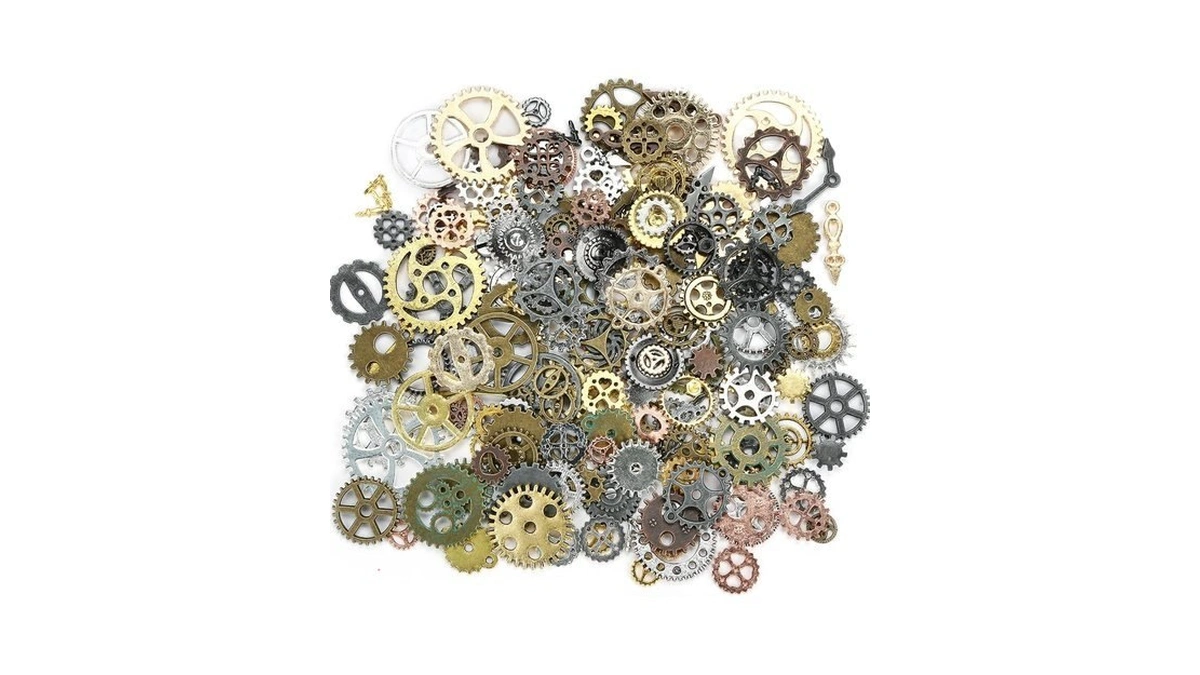 Bigotters 150pcs Steampunk Gear Charms For Diy Jewelry Making, Metal