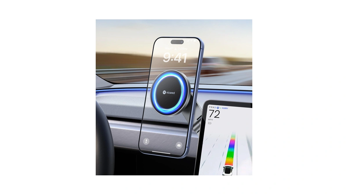 Vicseed Tesla Phone Mount【strongest Magnet Power】foldable Hidden Tesla Phone Holder