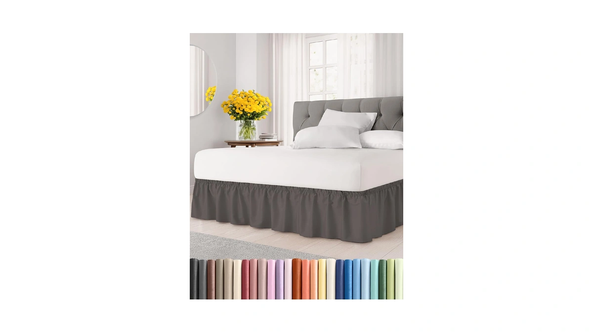 Wrap Around Dust Ruffle Bed Skirt - Dark Grey -