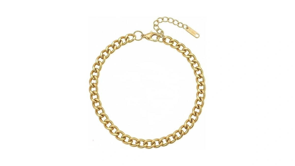 Foyjoey Ankle Bracelets For Women 18k Gold Plated Cuban Link