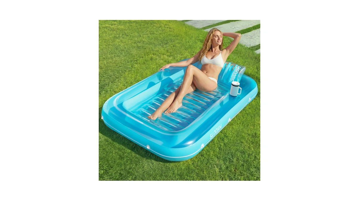 Sloosh Inflatable Tanning Pool Lounger Float, 70" X 46" Pool