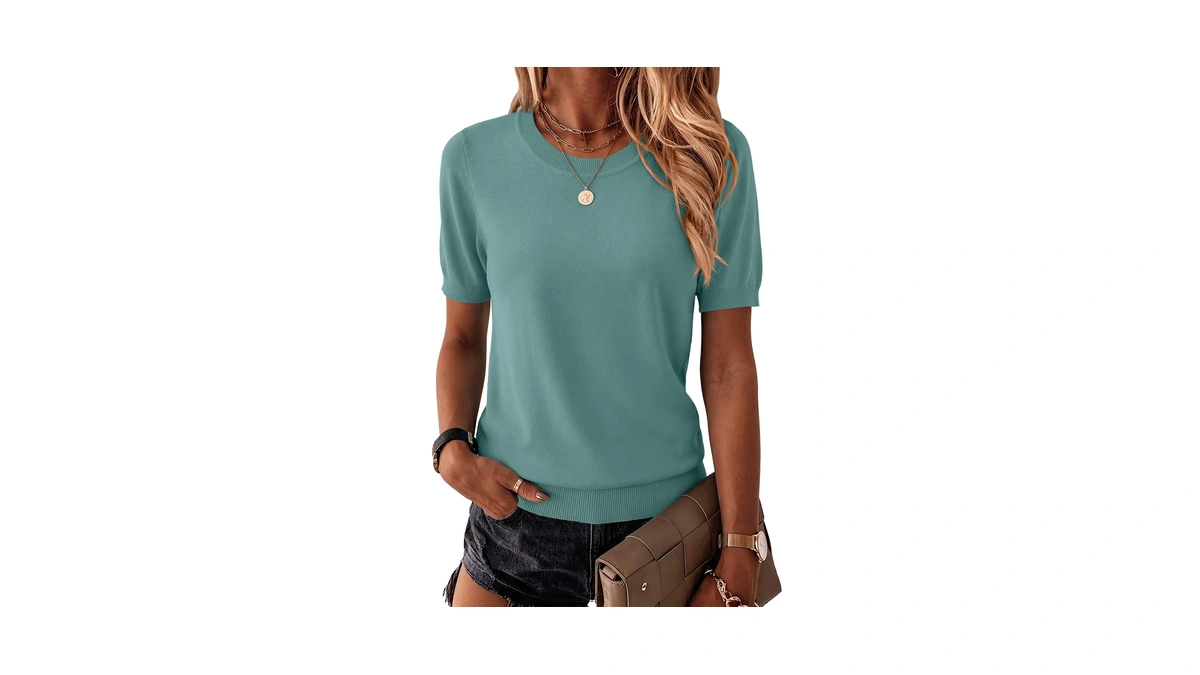 Zeagoo Womens Summer Short Sleeve Tops Crew Neck Lightweight Pullover