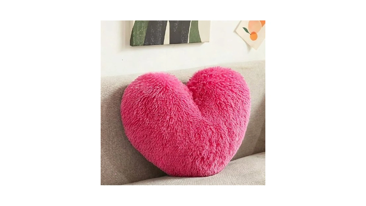 Morromorn Fluffy Heart Throw Pillows, Shaggy Decorative Pillow For Sofa