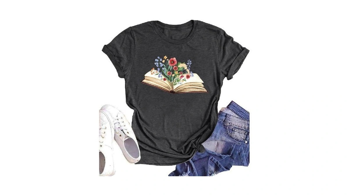 Book Lover Shirts Women Teacher T Shirt Funny Wildflowers Book