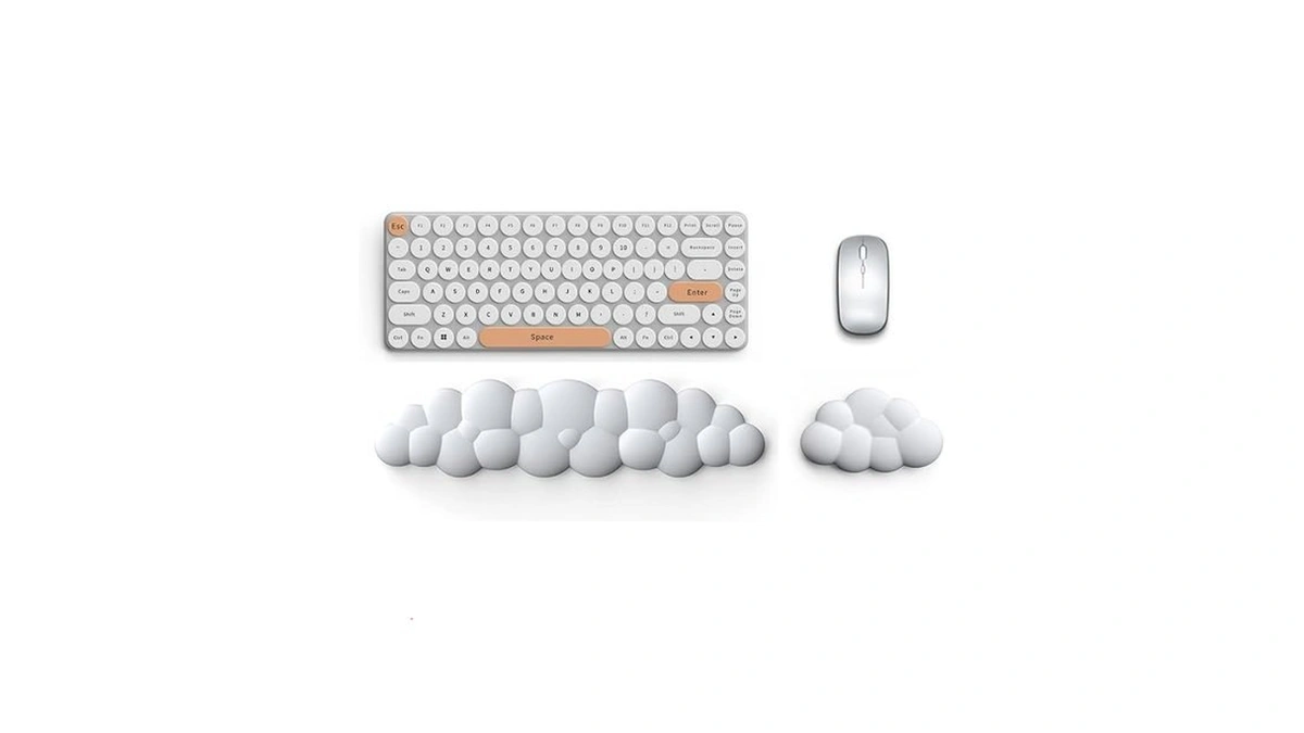 Lauspuck Cloud Keyboard Wrist Rest Pad Set,enlarge Pu Leather Memory