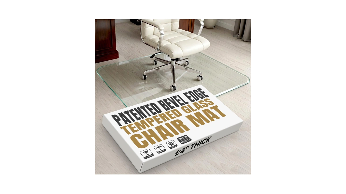 Tempered Glass Office Chair Mat For Carpet & Hardwood, 36"