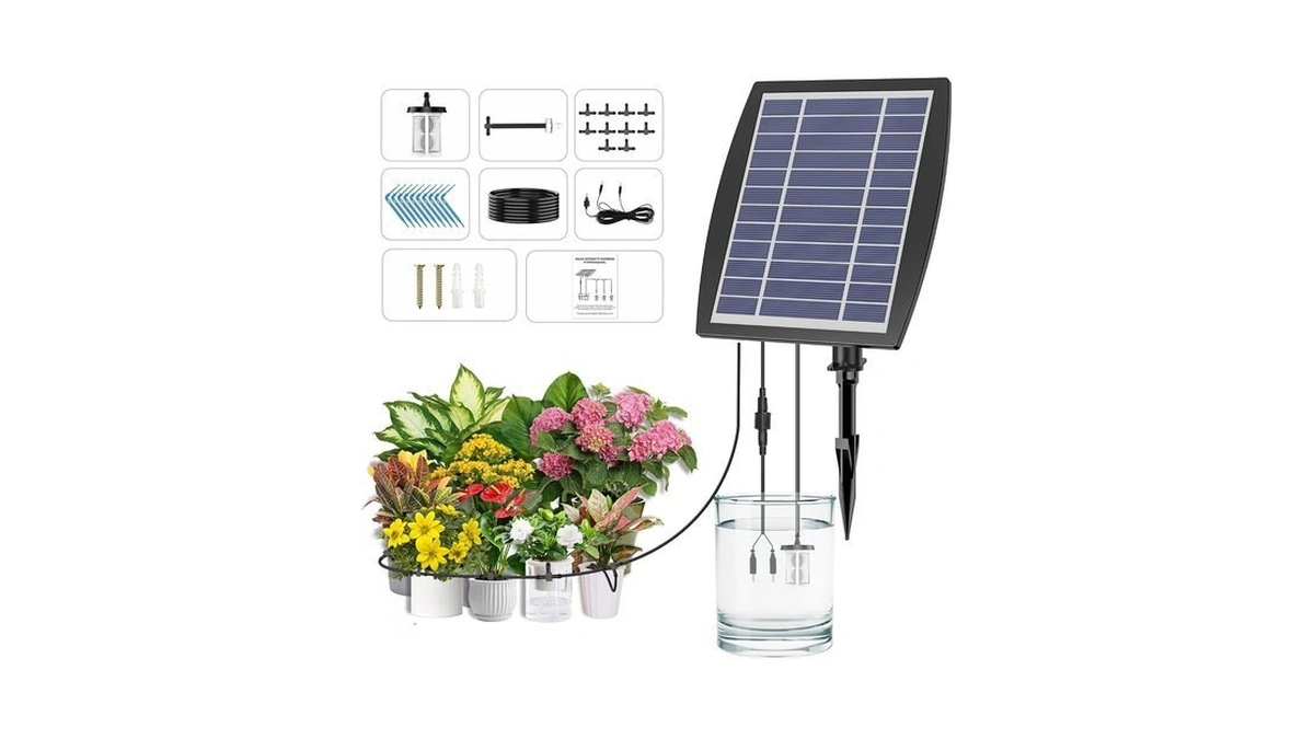 Ohyeahspin Solar Drip Irrigation System - Supports 20-30 Pots, 12