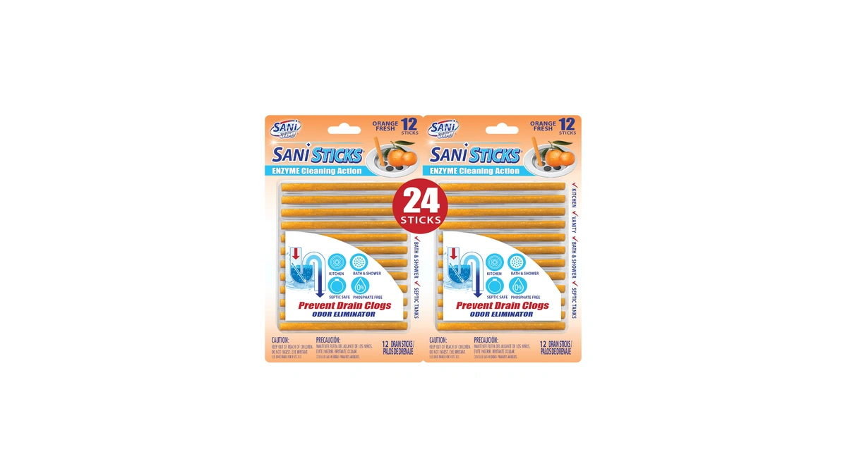Sani 360° Sani Sticks Drain Cleaner & Deodorizer, 24 Count,