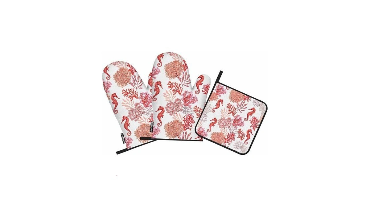Samgula Tropical Corals Oven Mitts And Pot Holders Sets Sea