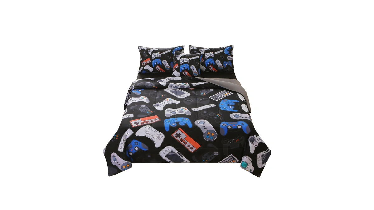 Jqinhome Twin Gamer Comforter Set For Boys,6 Piece Bed In
