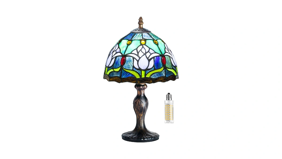 Miaoke Stained Glass Table Lamp,stained Glass Crystal Bead Style Table