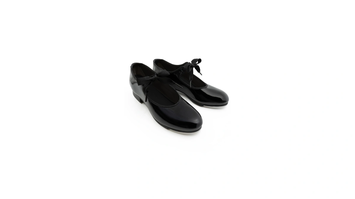 Capezio Girls Jr. Tyette Tap Dance Shoes, Black Patent, 9