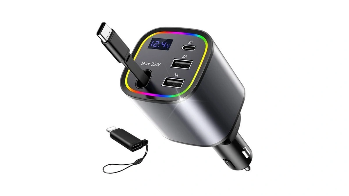Retractable Car Charger, 4 In 1 Fast Car Charger 78w