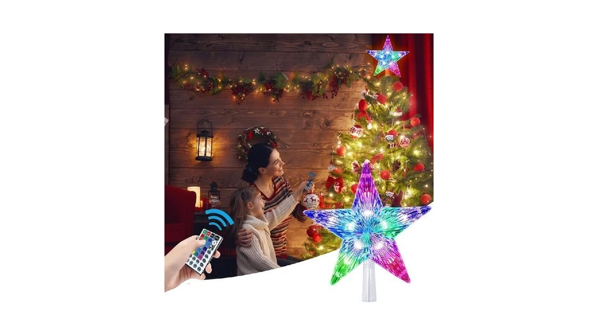 Kbg 9-inch Battery-powered Color-changing Tree Topper Light With Remote Controller