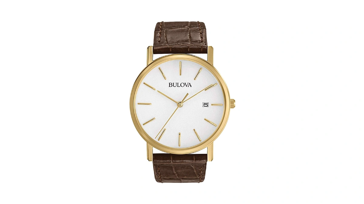 Bulova Men's Classic 3-hand Calendar Date Quartz Leather Strap Watch,