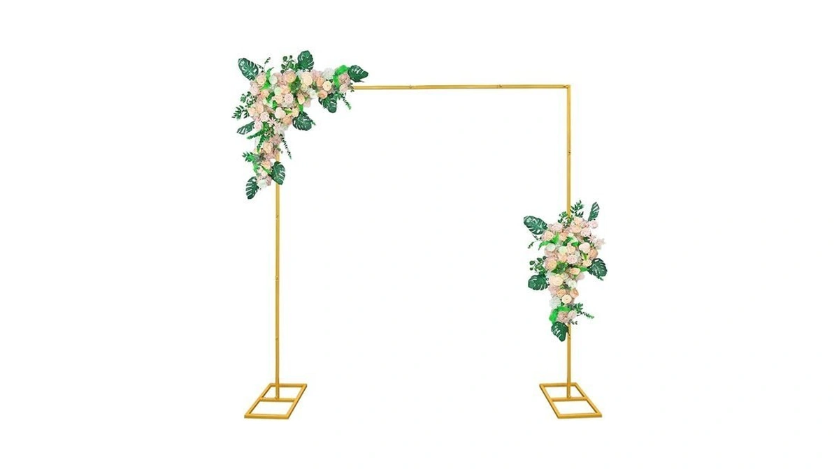 Ikule 6.6ft Gold Metal Wedding Arches For Ceremony Square Balloon
