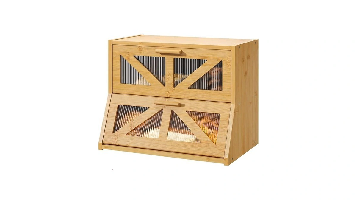 Wieghda Kitchen Bread Box With Window, Countertop Storage Container (brown)