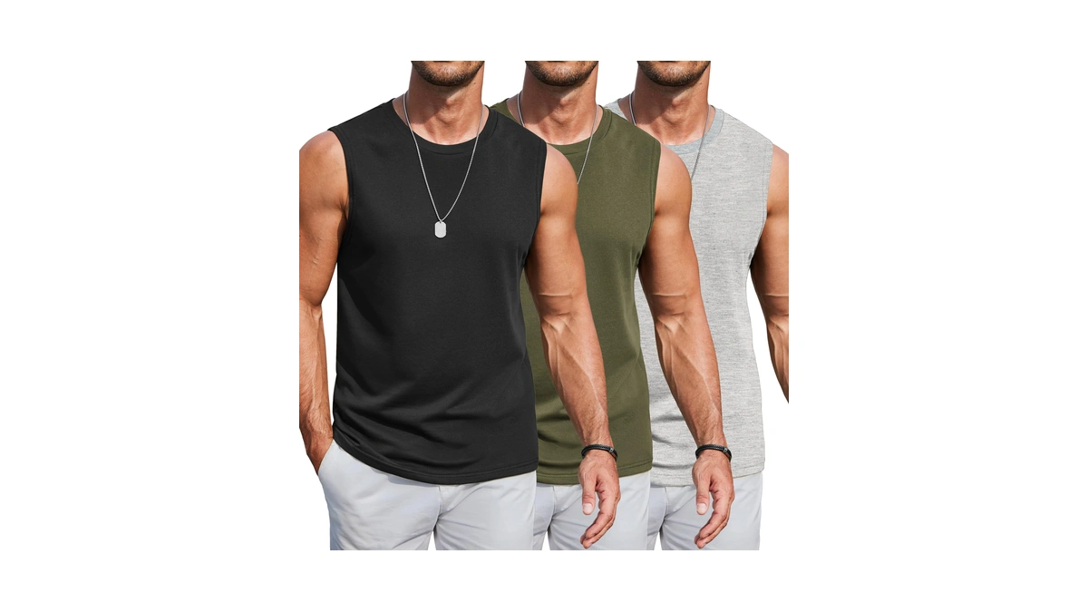 Amazon : Coofandy Mens Cut Off Tank Tops 3 Pack S