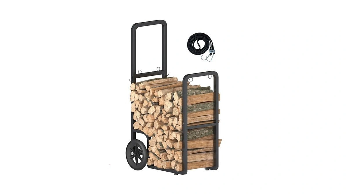 Ardier Easy-assembly Firewood Cart, Rolling Log Carrier For Outdoor &