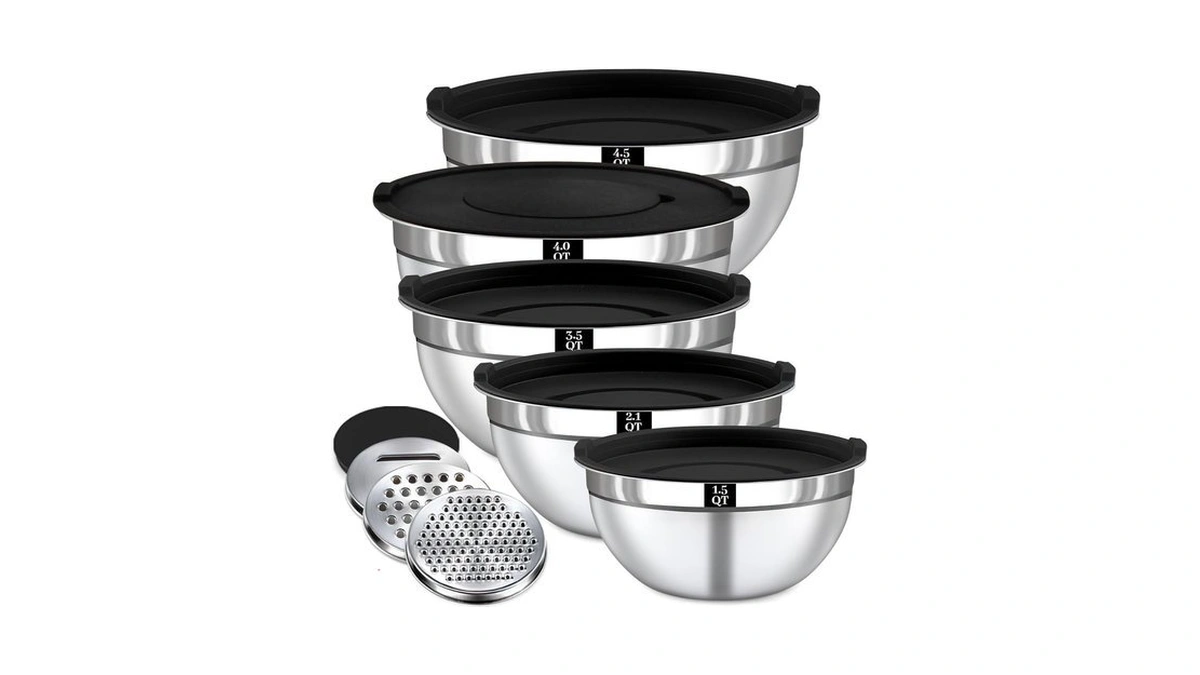Boskermeal 8pcs Mixing Bowls With Lids Set - 5 Nesting