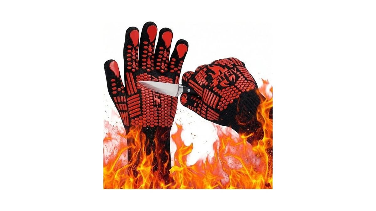 Fitfiv Bbq Gloves, Oven Gloves, 1472°f Extreme Heat Resistant Barbecue