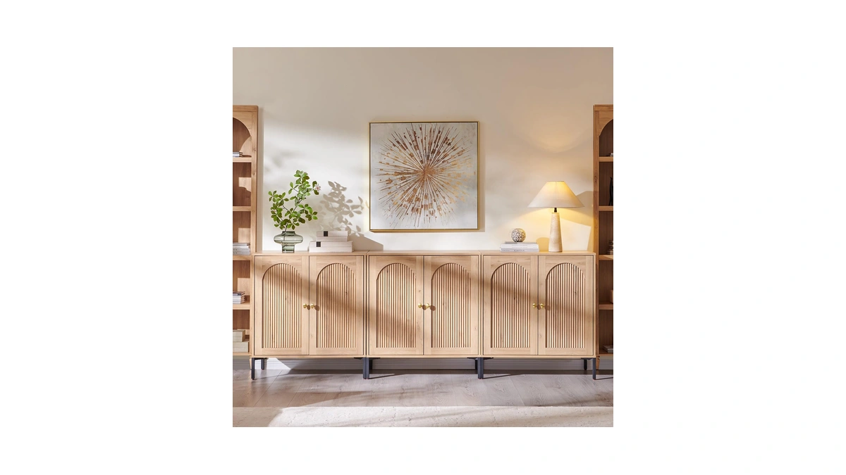 Ifget Modern Buffet Cabinet With Storage, 92.63" W Fluted Arched