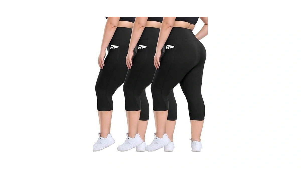 Syrinx 3 Pack Plus Size Leggings With Pockets For Women