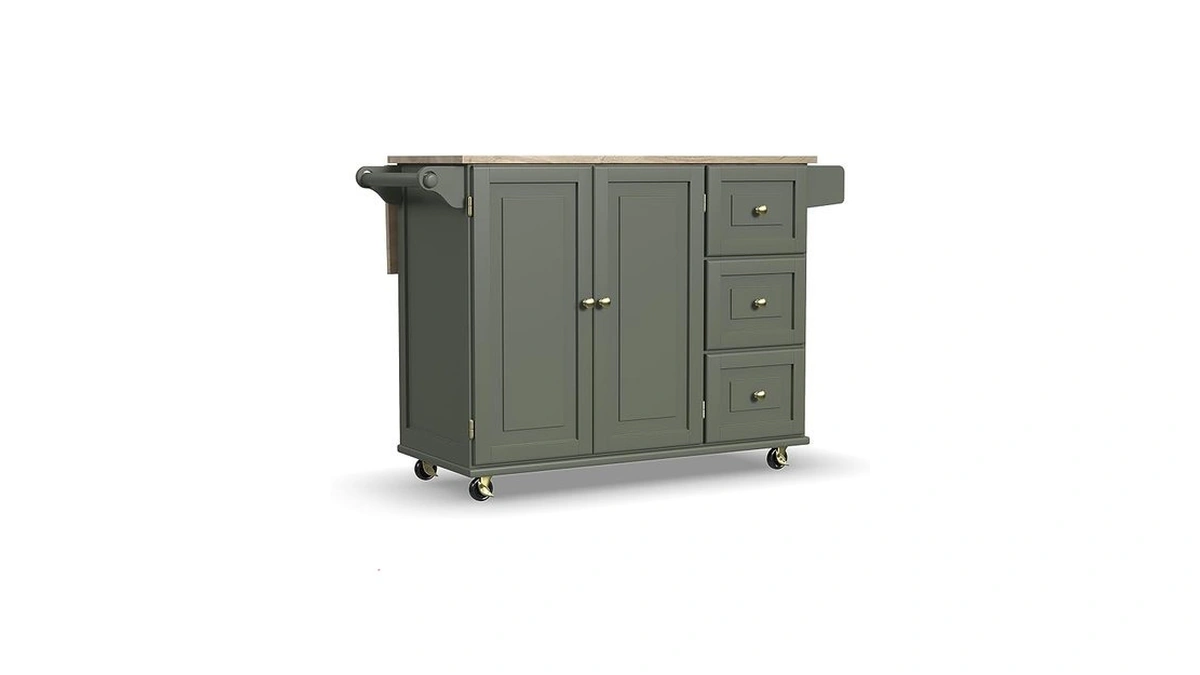 Homestyles Mobile Kitchen Island Cart With Wood Top And Dropleaf