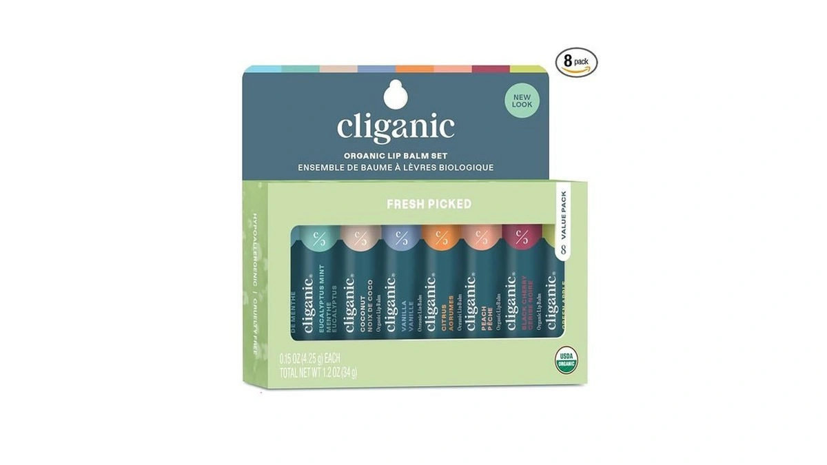 Cliganic Organic Lip Balm Set (fresh Picked, 8 Flavors) -