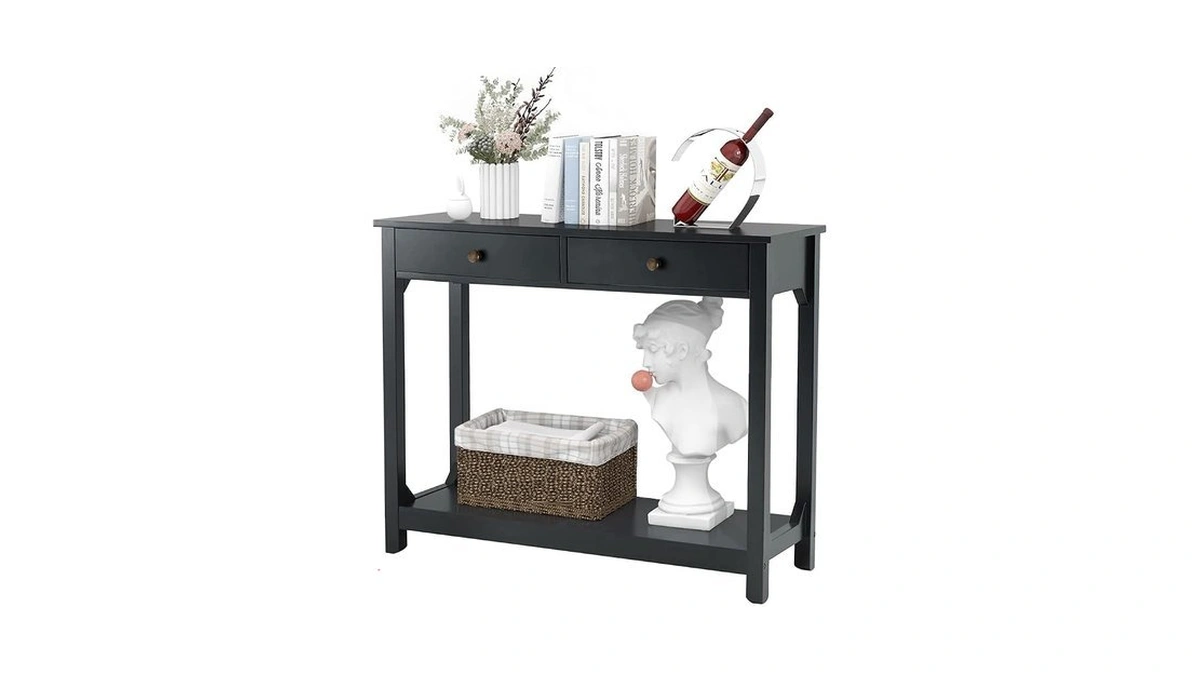 Taohfe Black Console Table, 39.4"x11.8"x31.5"(l*w*h)