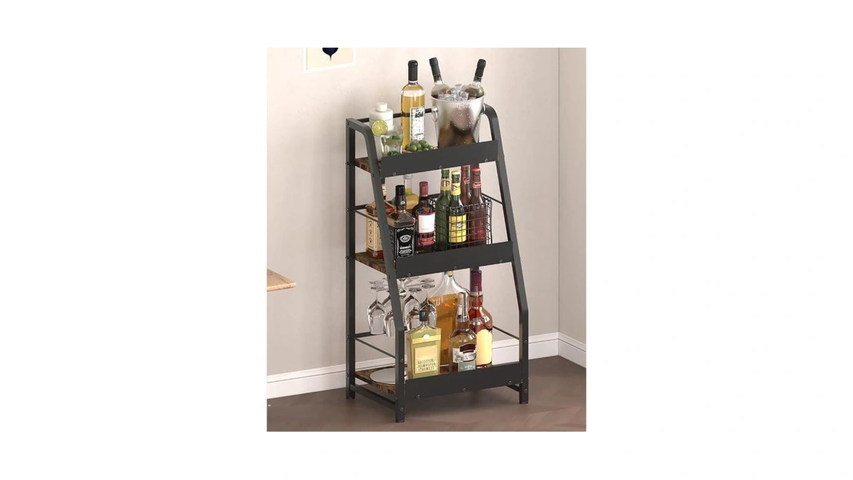 Comzinn 3-tier Liquor Stand For Home Bar, Trapezoid Freestanding Whisky