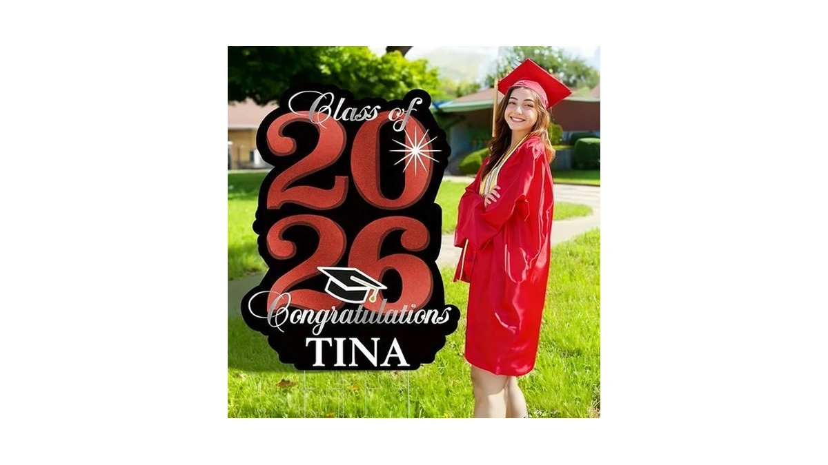 2026 Graduation Yard Sign Decoration,40 Inch Glitter Congrats Graduation Lawn