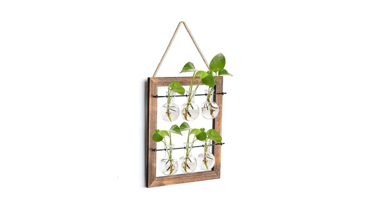 Elsjoy Wall Hanging Propagation Station, Hanging Glass Terrarium Wall Planter