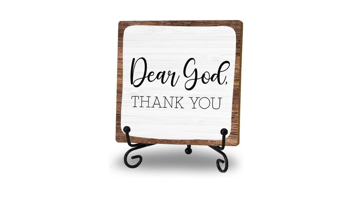 Rustic 'dear God Thank You' Wooden Plaque - Christian Decor