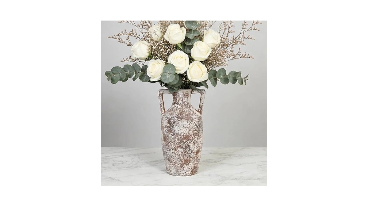 Farmhouse Decor Rustic Ceramic Flower Vase Decorative Pottery Terracotta Vases