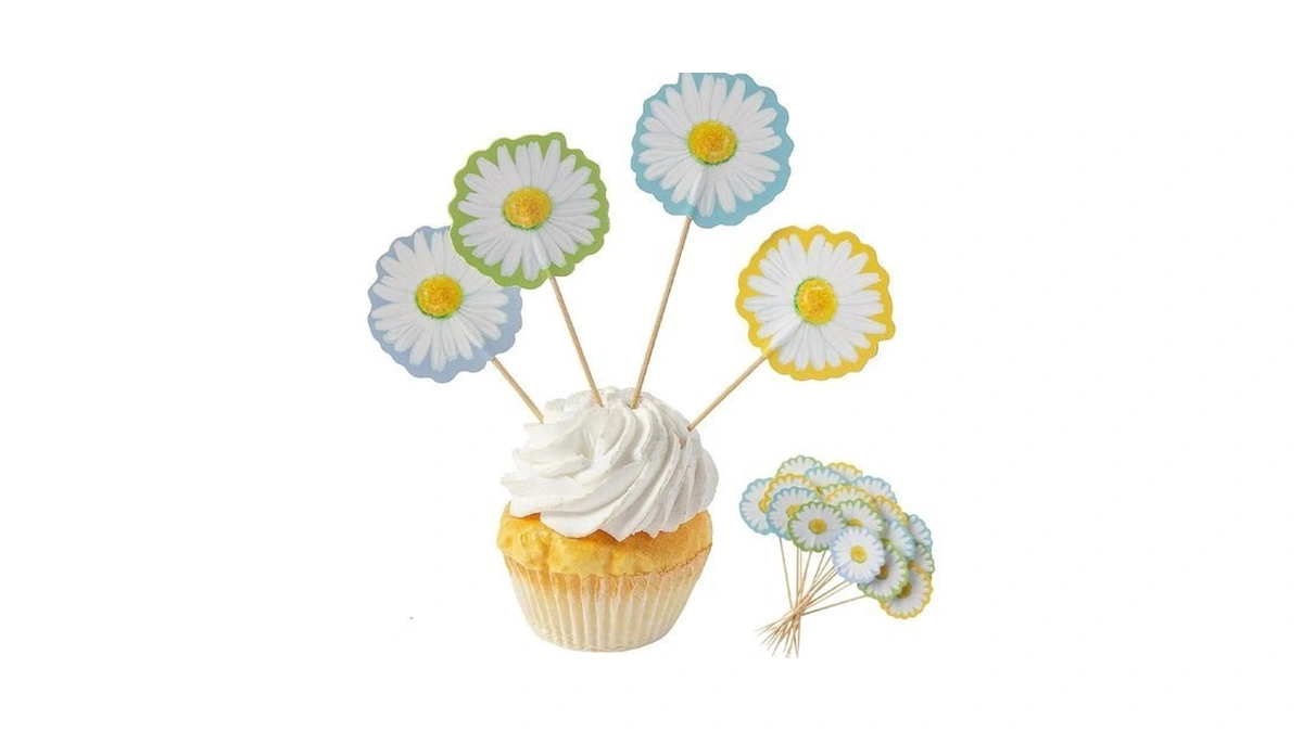 Daisy Cupcake Picks - 24 Pieces